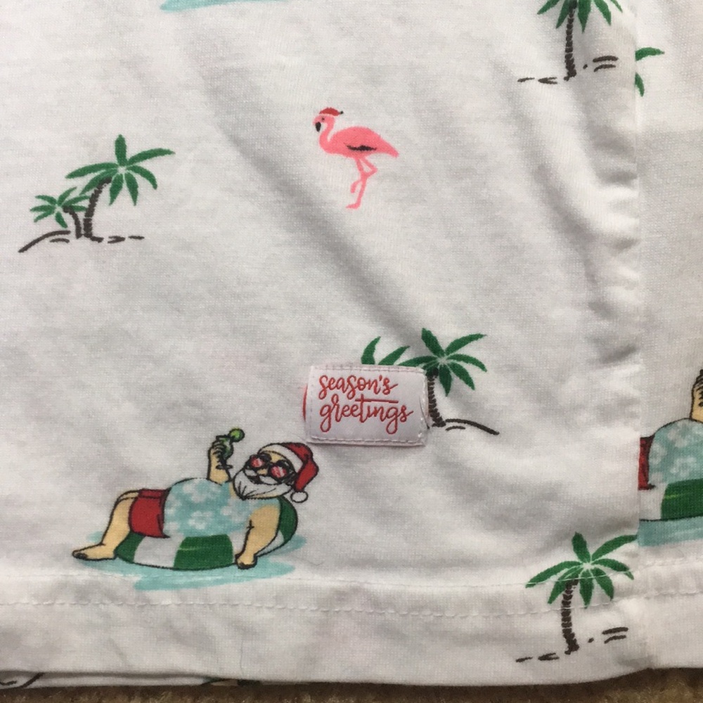 NWOT! Denim & Flower Floating Santa & Flamingos Tee Shirt